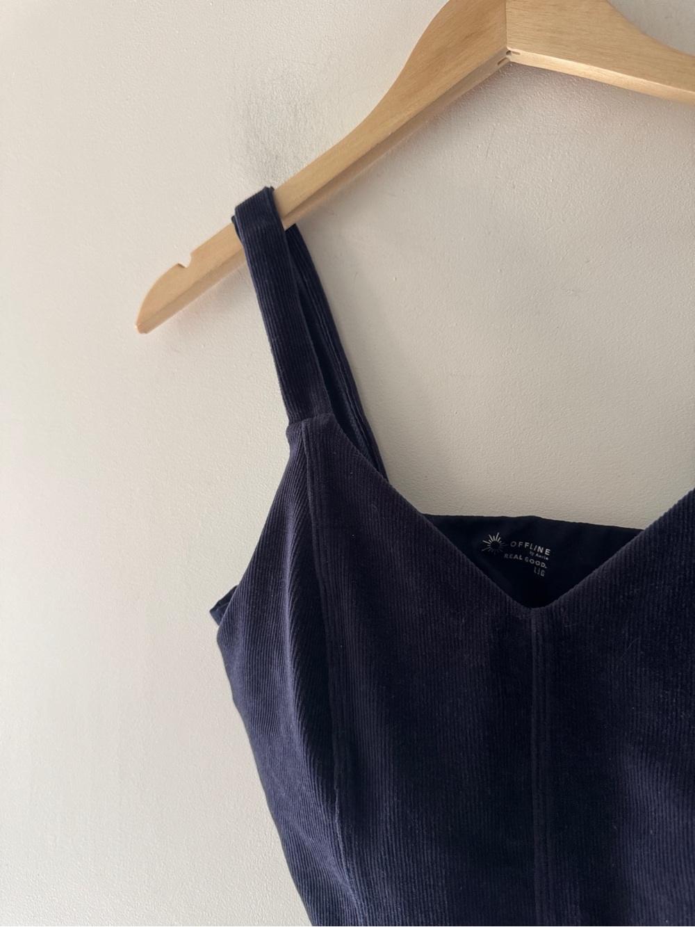 Aerie Offline Navy Blue Corduroy Velvet Corset Tank Top - Picture 2 of 5